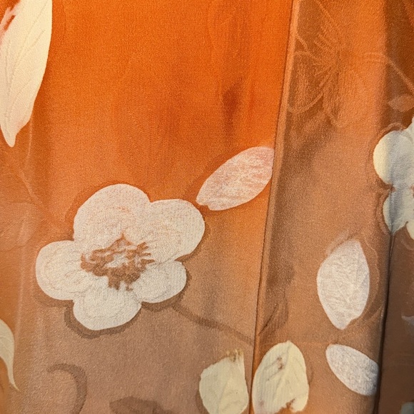 Vintage Orange & Cream Floral Silk Kimono - Picture 7 of 9